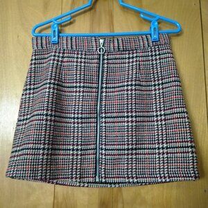 Forever 21 Zip Front Plaid Mini A-Line Skirt Lined Academia Preppy Size 28